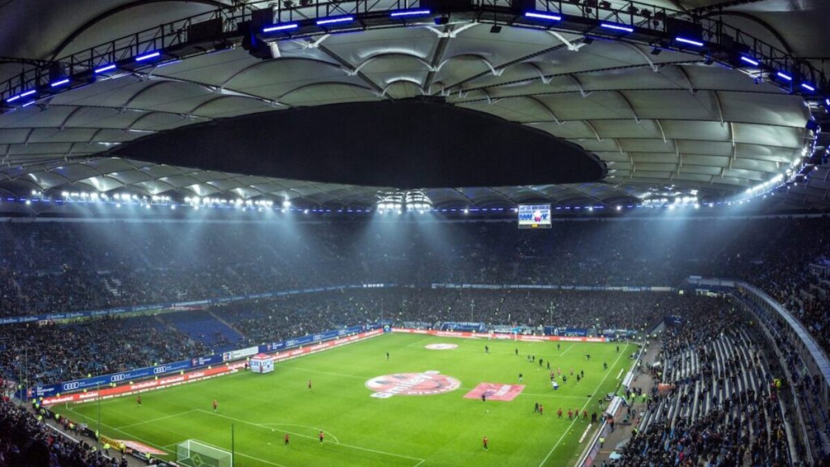 high angel photography of football stadium