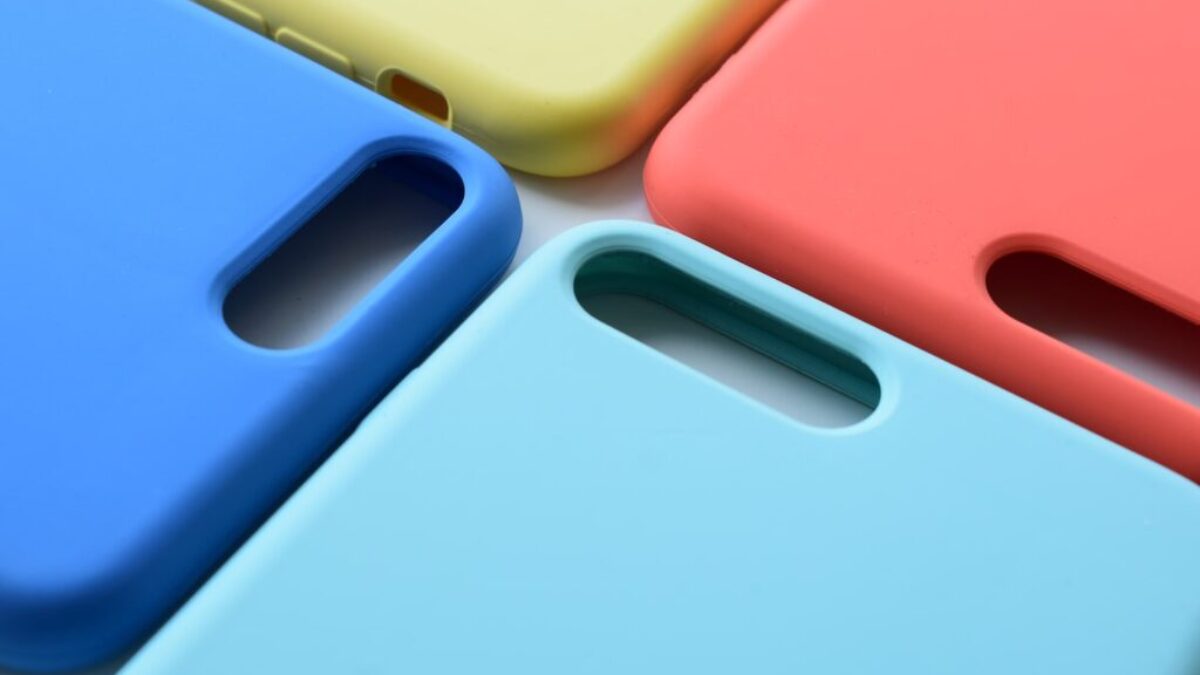 four assorted-color smartphone cases