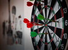Close-Up Photo of Dart Pins on Dartboard