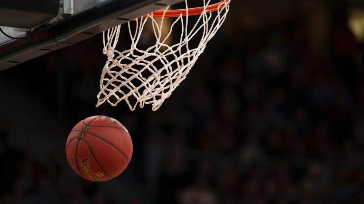 ball under basketball ring