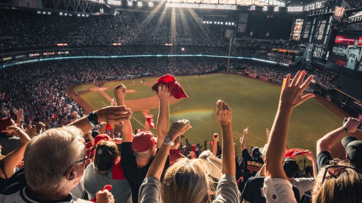 people watching baseball