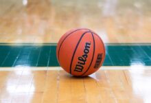 Wilson basketball on floor