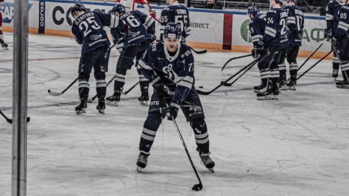 ice hockey players on ice hockey field