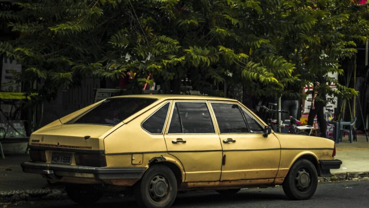 Yellow Sedan Parked