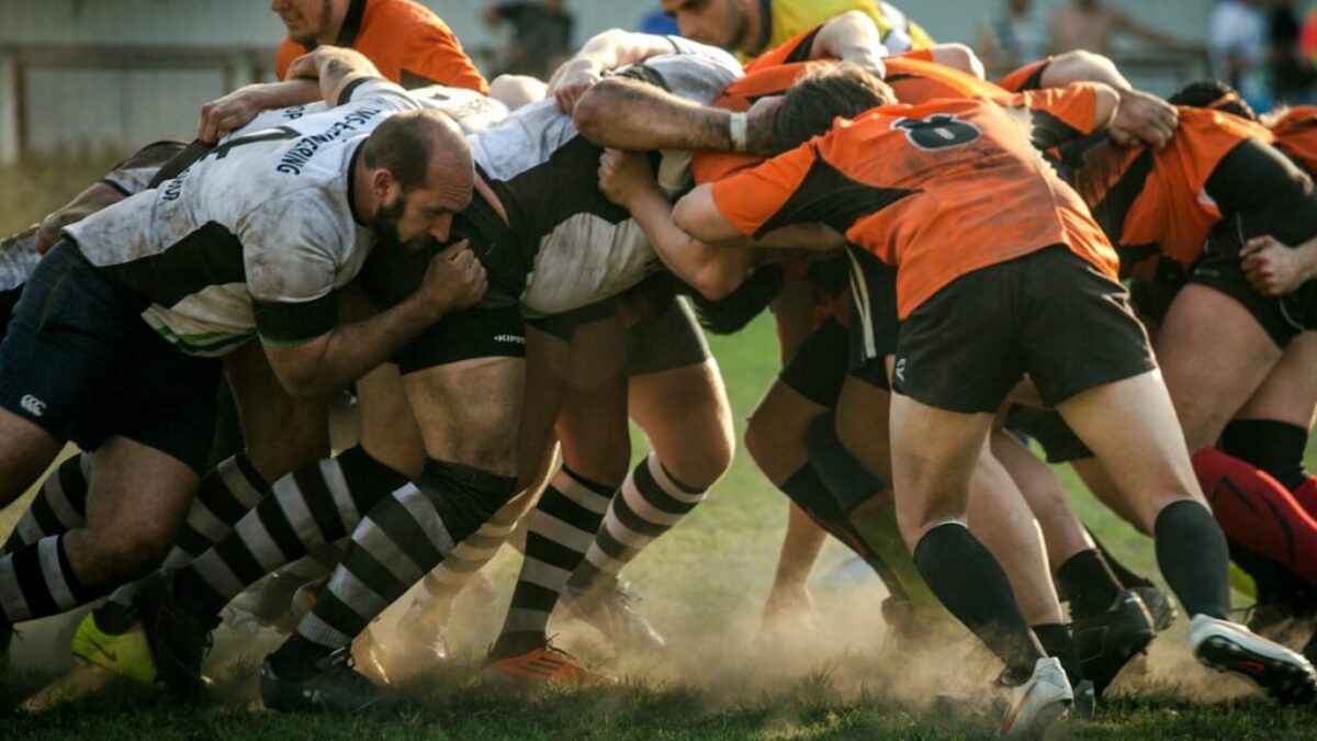 men playing football