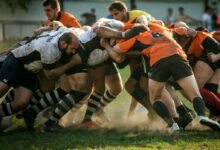 men playing football