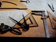 drafting instruments on top of table