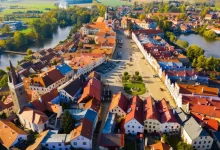 Telč z leteckého pohledu.