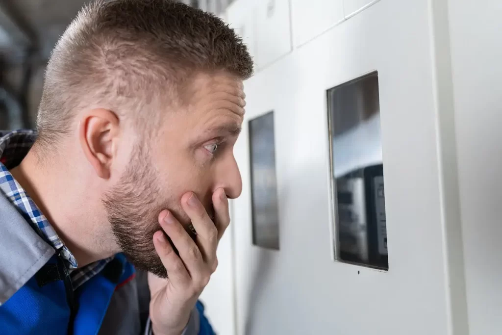 Energie 3 - SportDeník Mladý muž zděšeně odečítá spotřebu na elektroměru