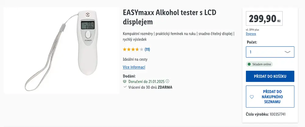 Alkohol tester pořídíte v Lidlu jen za 299 Kč. - SportDeník alkohol tester