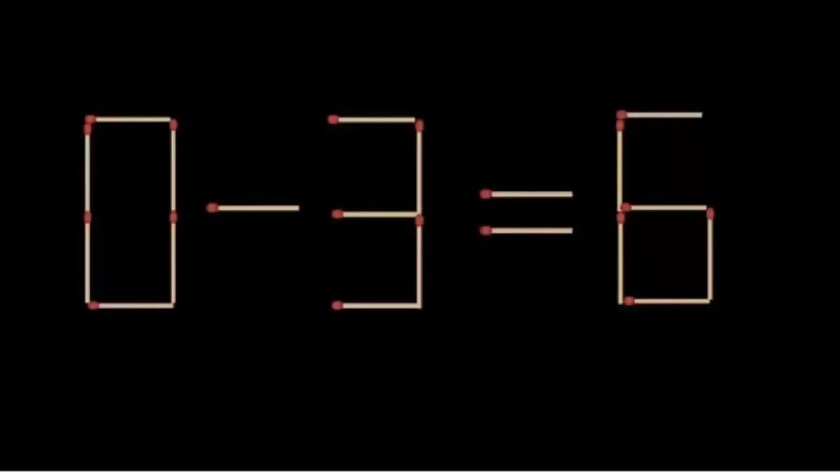 Matematický rébus ze zápalek 0-3=6