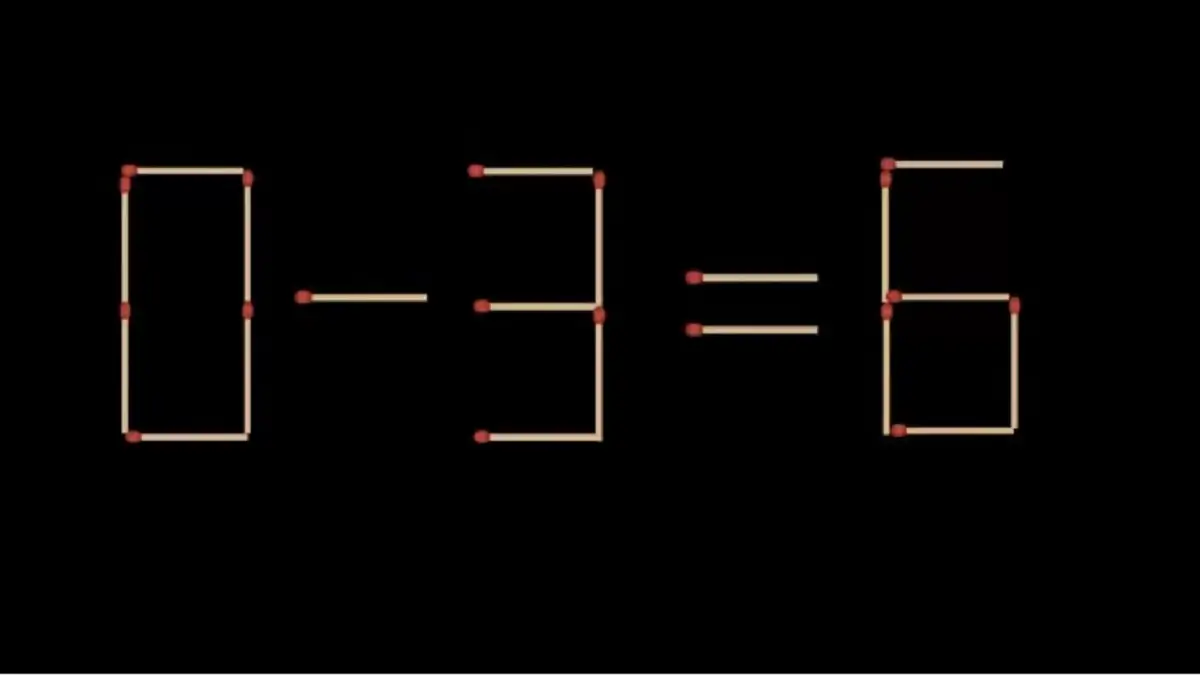 Matematický rébus ze zápalek 0-3=6