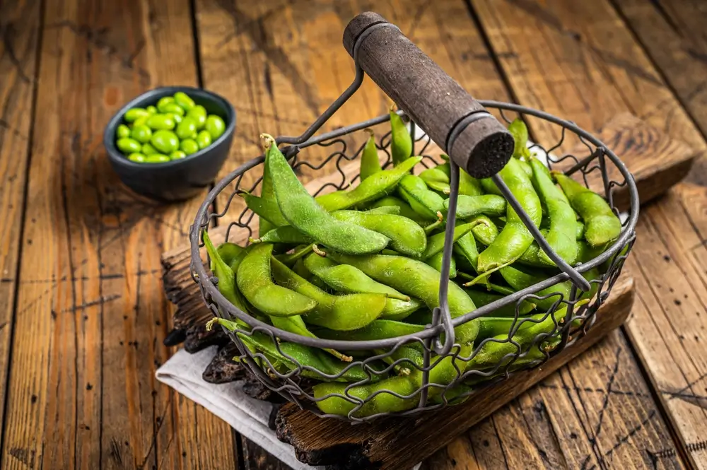 Edamame - SportDeník Zelené lusky edamame.