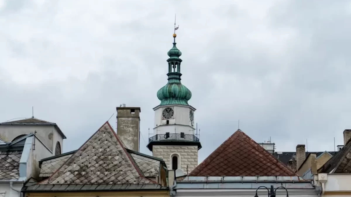 Pohled na historické centrum města Bruntál ve Slezsku