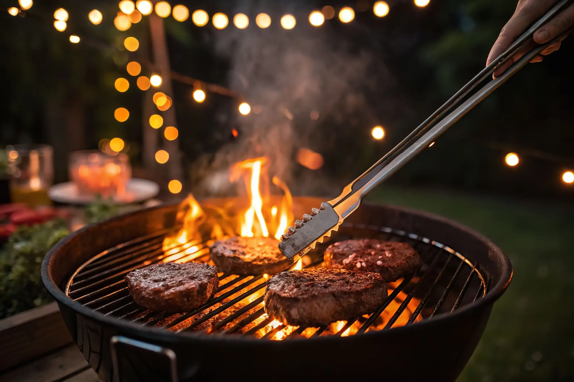 Grilování masa na uhlíkovém grilu