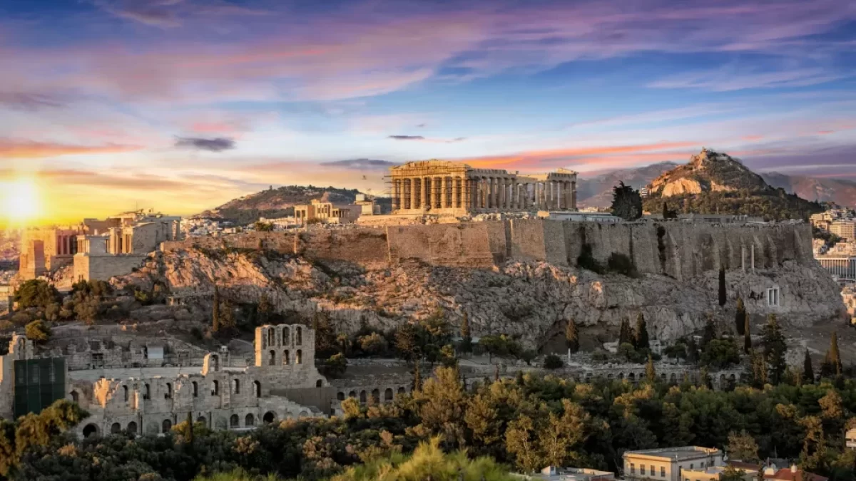 Pohled na Akropolis v Athénách