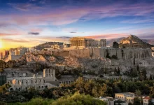 Pohled na Akropolis v Athénách