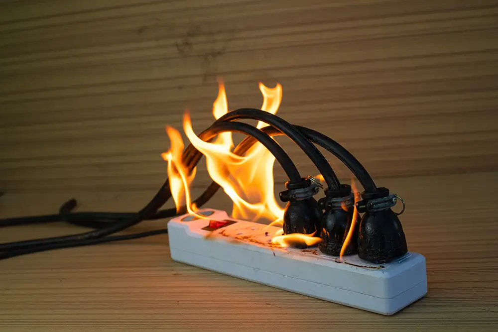 Nesprávné používání může vést k přetížení elektrické sítě, poškození spotřebičů nebo dokonce k požáru. - SportDeník hoří elektrická zásuvka