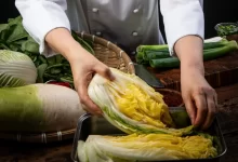 Kuchař připravuje kimchi