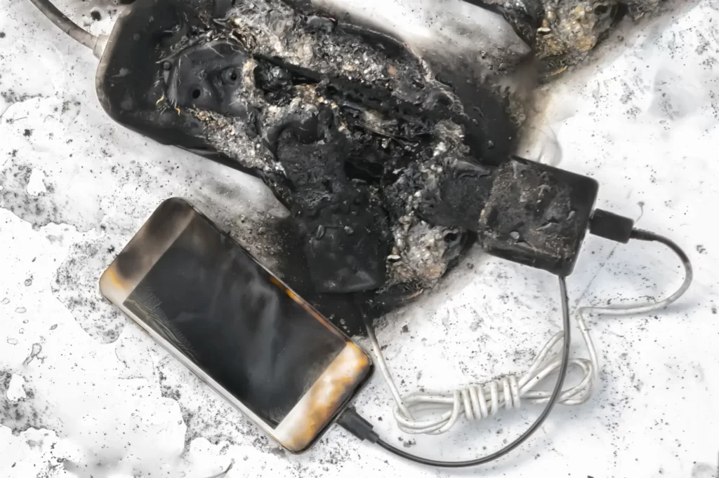 - SportDeník ohořelý telefon s nabíječkou