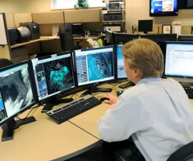 Předpověď počasí probíhá v meteorologickém centru