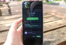 Displej telefonu ukazující kapacitu úložiště