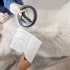 Výřez fotografie veterináře s velkým plemenem psa a čipem
