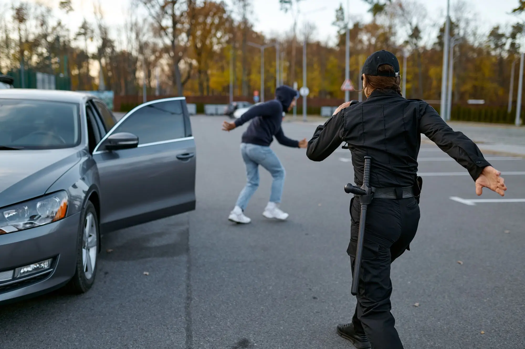 policista honící muže