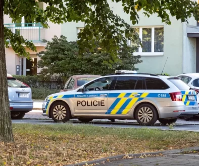 Policjní auto před domem