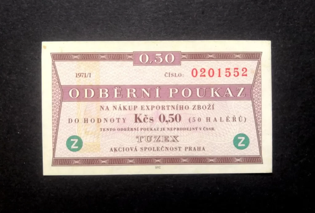tuzex-0-50-bonu-1971-1-s-prusvitkou-zahranicni-obchod-v-unc-212265496 - SportDeník Tuzexová poukázka v hodnotě 0,50 Kčs