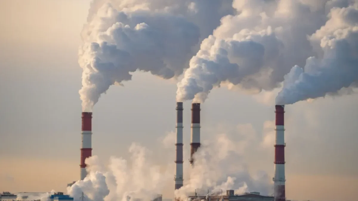 Vysoké kouřící komíny elektrárny