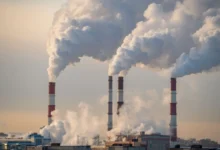 Vysoké kouřící komíny elektrárny