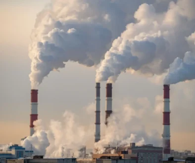 Vysoké kouřící komíny elektrárny