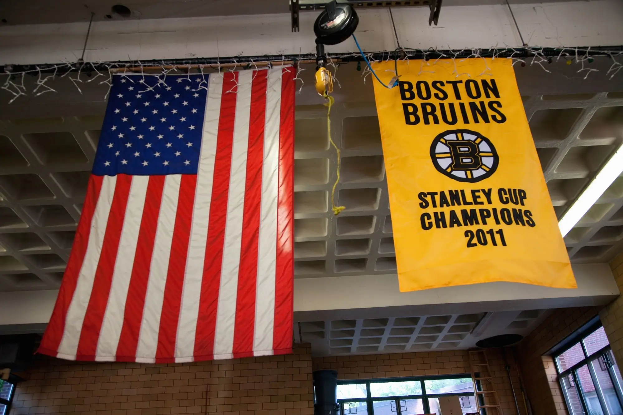 Vlajka USA a Bostonu