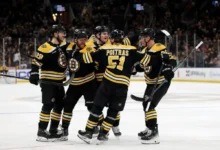 Hráči Bostonu Bruins se radují