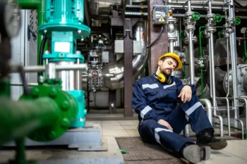 dělník spí v práci